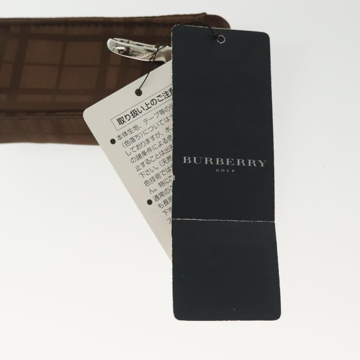 BURBERRY Golf Ball Case Nylon Brown Silver Auth 138917