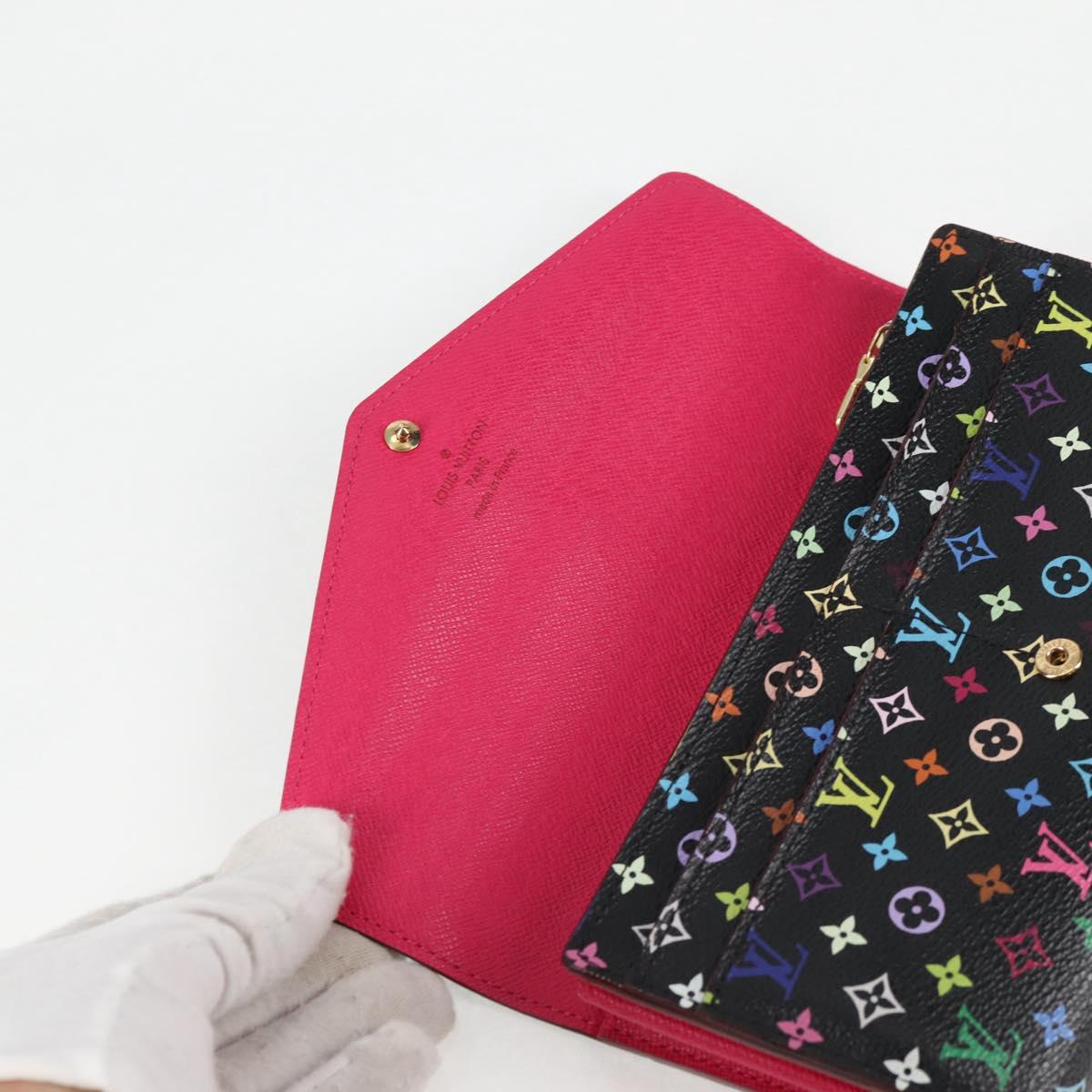 LOUIS VUITTON Multicolor Portefeiulle Sarah Wallet Black M60668 LV Auth 138922V