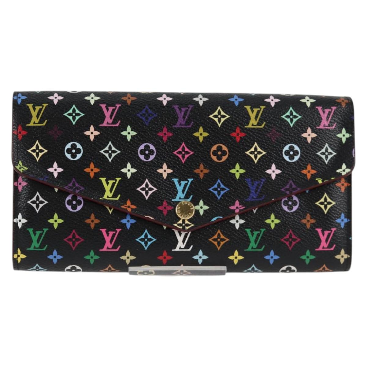 LOUIS VUITTON Multicolor Portefeiulle Sarah Wallet Black M60668 LV Auth 138922V