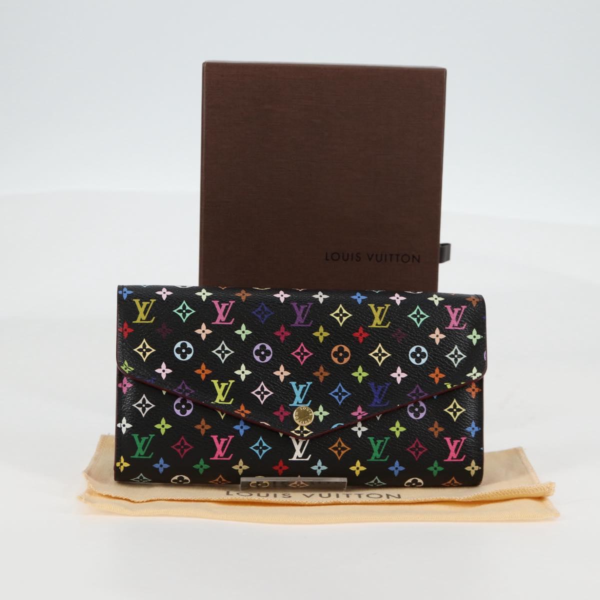 LOUIS VUITTON Multicolor Portefeiulle Sarah Wallet Black M60668 LV Auth 138922V