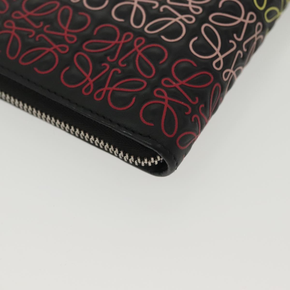LOEWE Anagram Long Wallet Leather Black Auth 138939