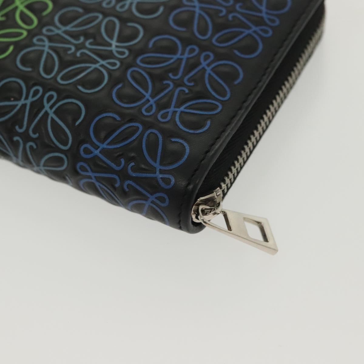 LOEWE Anagram Long Wallet Leather Black Auth 138939