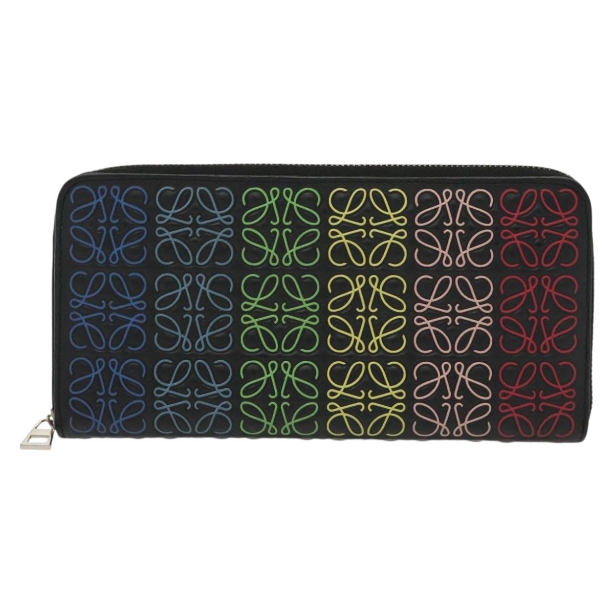 LOEWE Anagram Long Wallet Leather Black Auth 138939