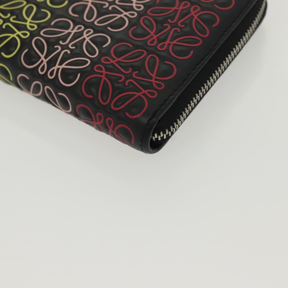 LOEWE Anagram Long Wallet Leather Black Auth 138939