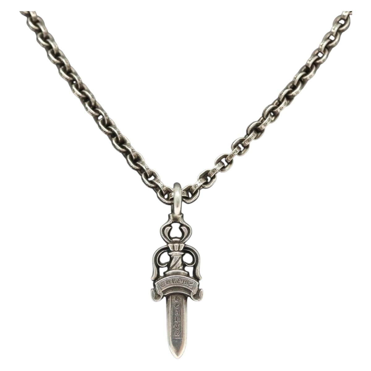 Chrome Hearts Double Dagger Paper Chain Necklace Ag925 Silver Auth 138946M