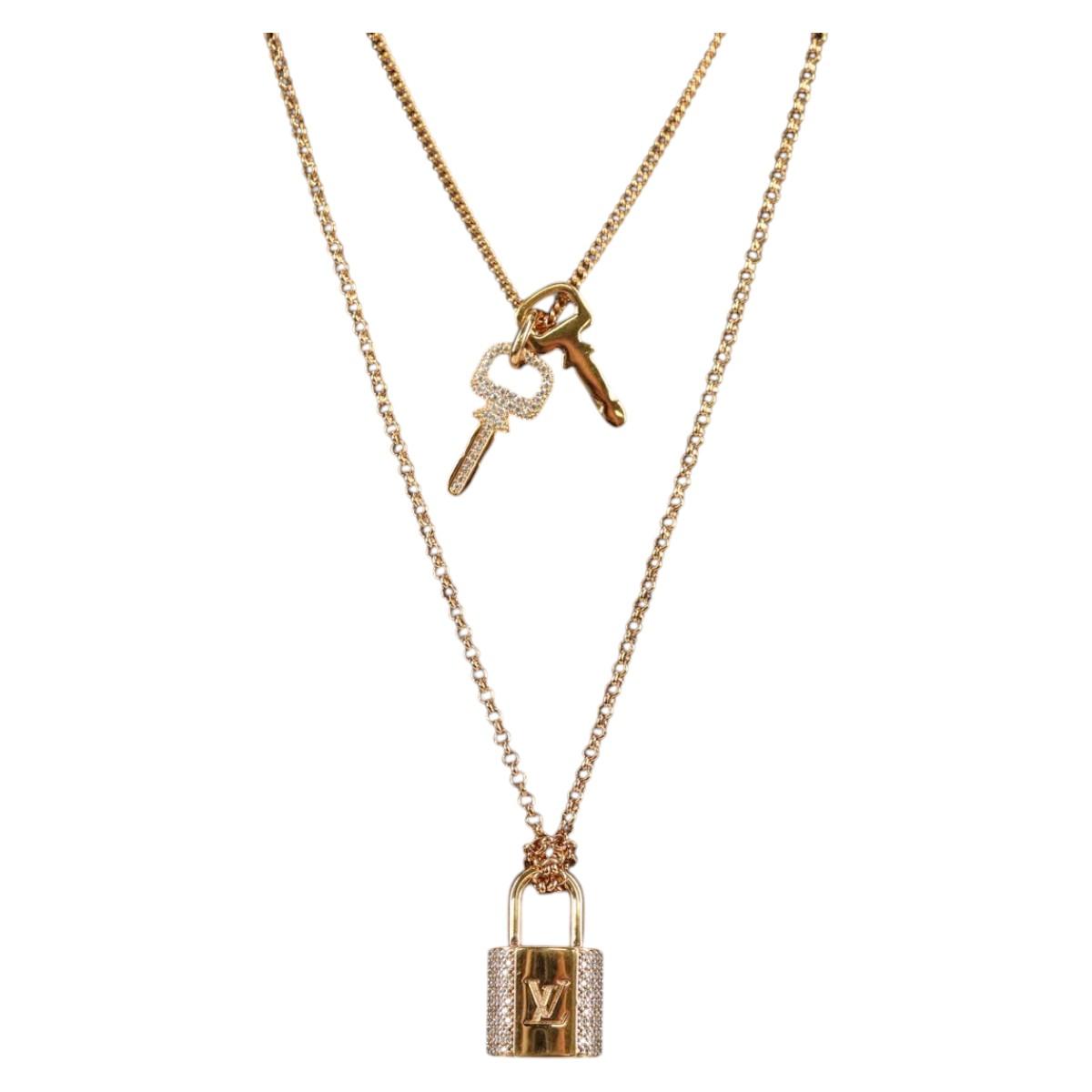 LOUIS VUITTON LV Padlock Necklace metal Gold M01593 LV Auth 138948