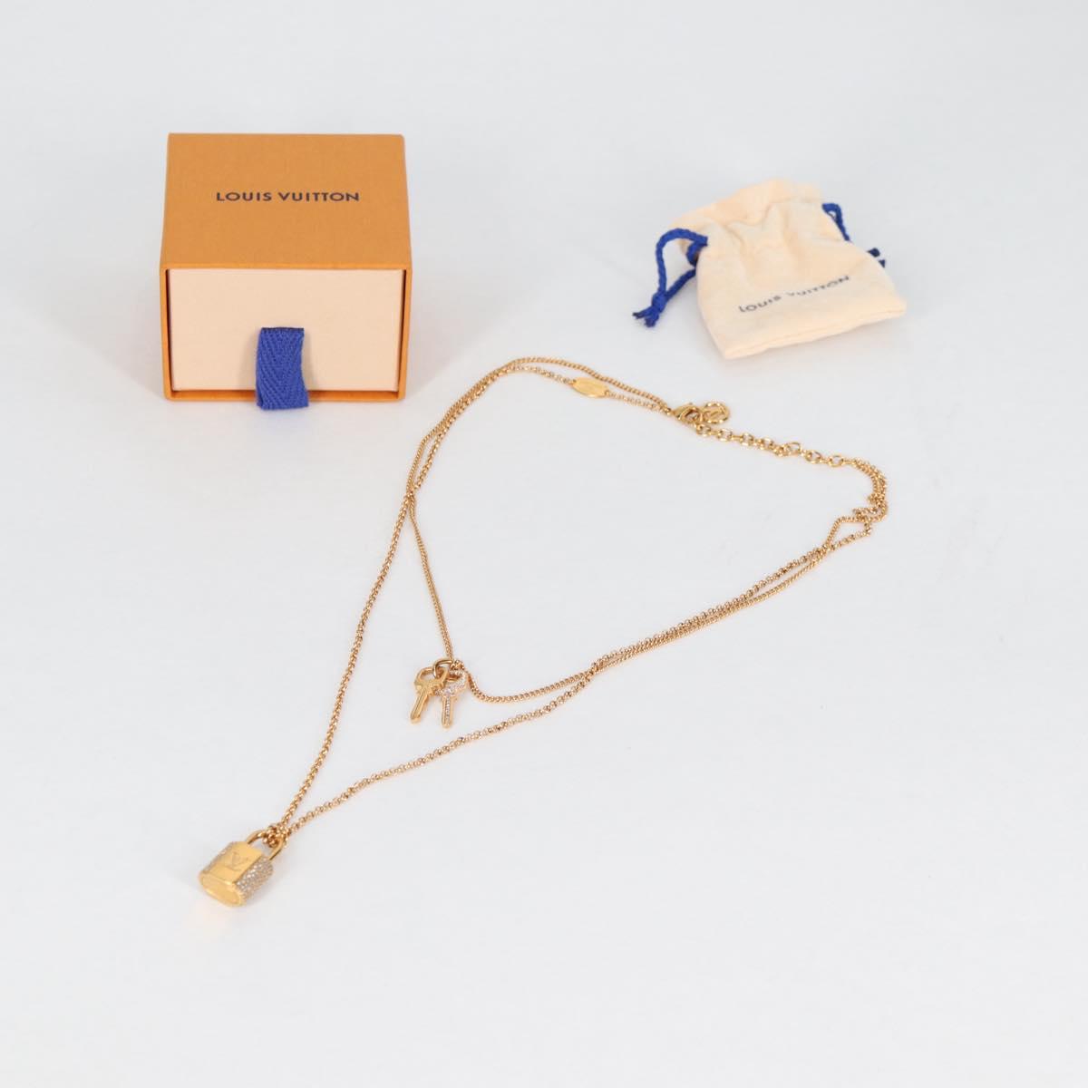 LOUIS VUITTON LV Padlock Necklace metal Gold M01593 LV Auth 138948