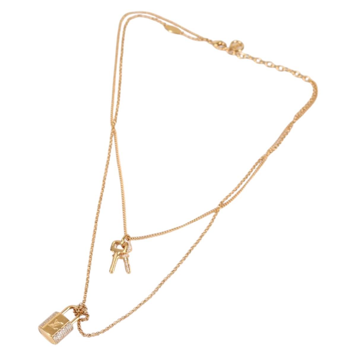 LOUIS VUITTON LV Padlock Necklace metal Gold M01593 LV Auth 138948