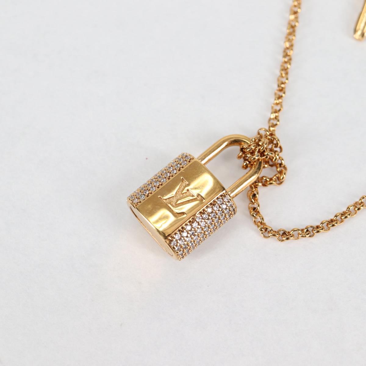 LOUIS VUITTON LV Padlock Necklace metal Gold M01593 LV Auth 138948