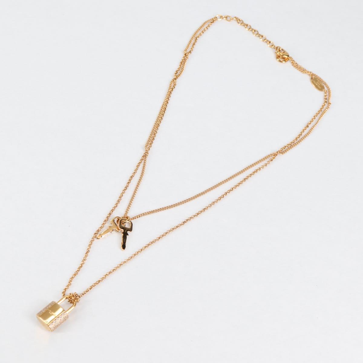 LOUIS VUITTON LV Padlock Necklace metal Gold M01593 LV Auth 138948