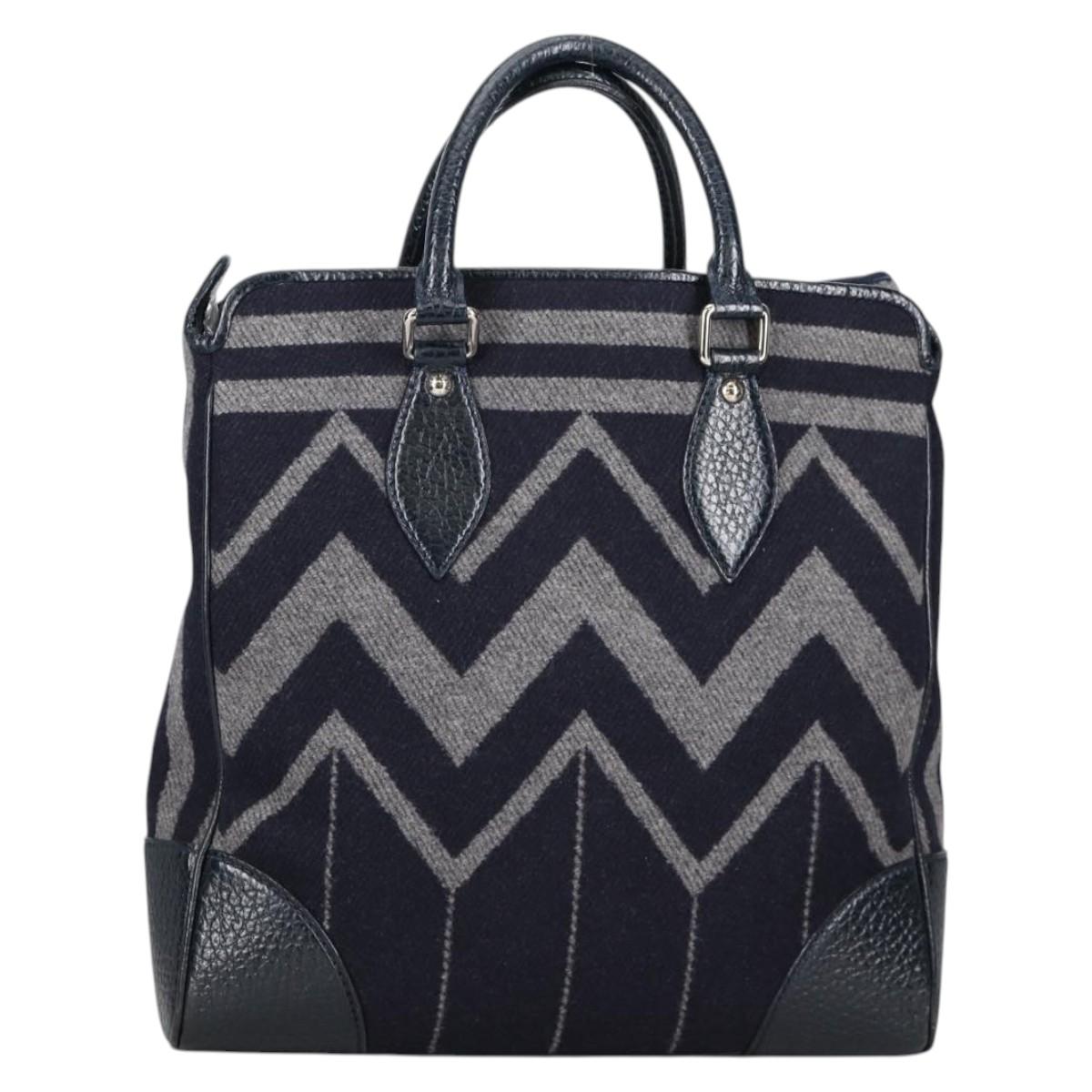 LOUIS VUITTON Cabas Vale Karakoram Hand Bag Wool Navy M95240 LV Auth 138949A