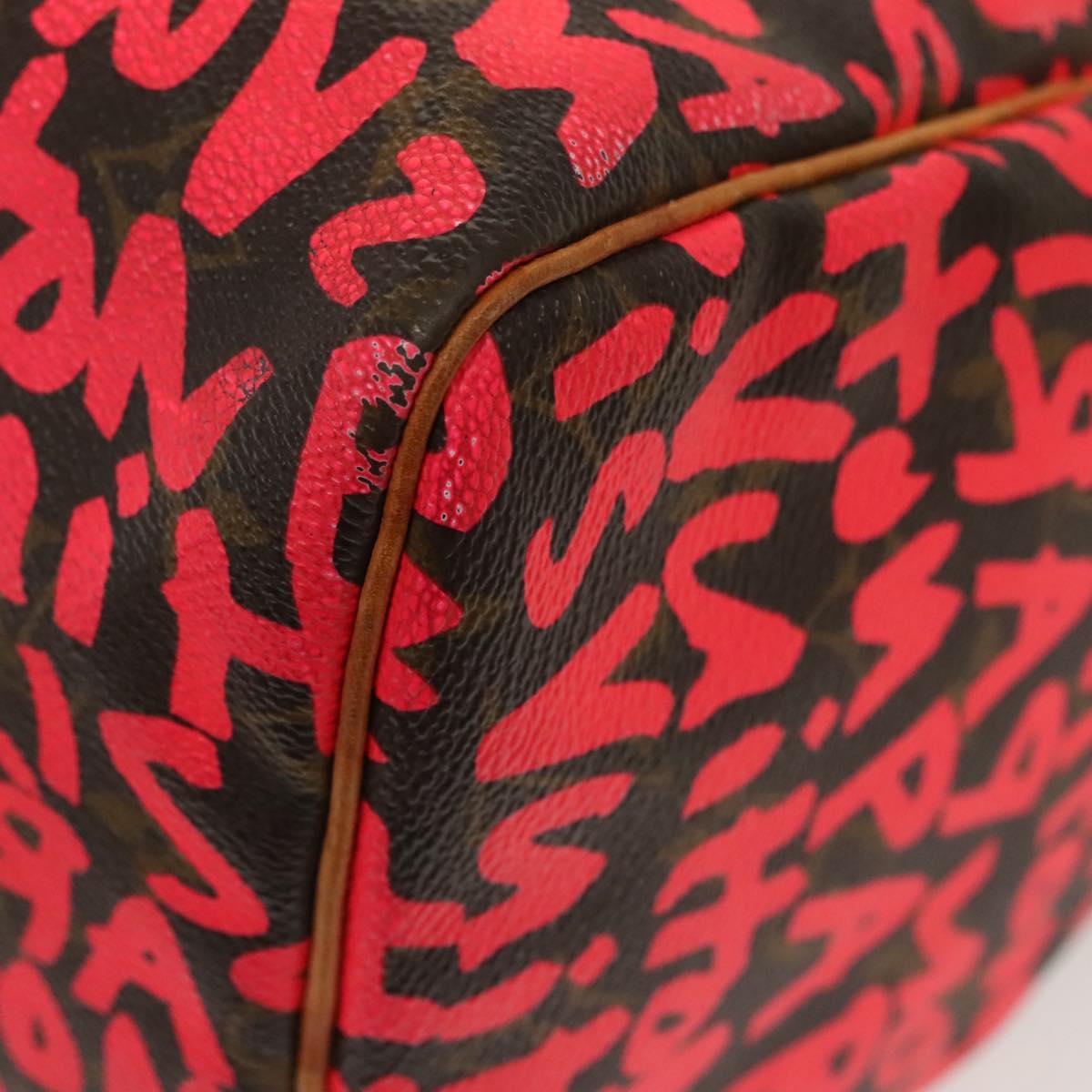 LOUIS VUITTON Monogram Graffiti Speedy 30 Hand Bag Pink M93704 LV Auth 138959A