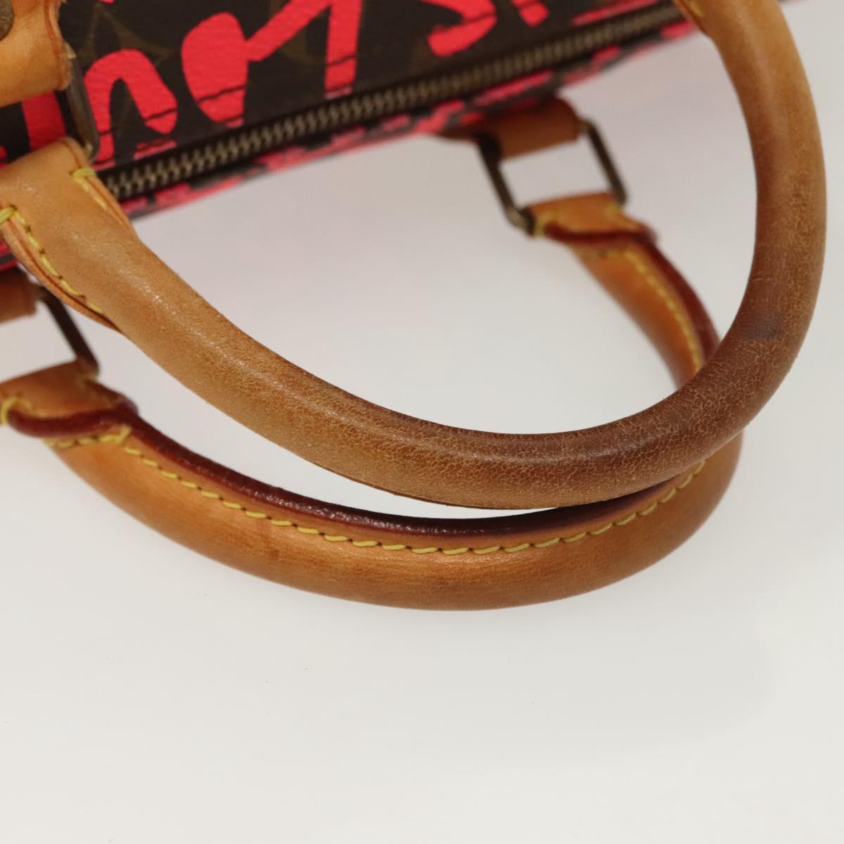 LOUIS VUITTON Monogram Graffiti Speedy 30 Hand Bag Pink M93704 LV Auth 138959A