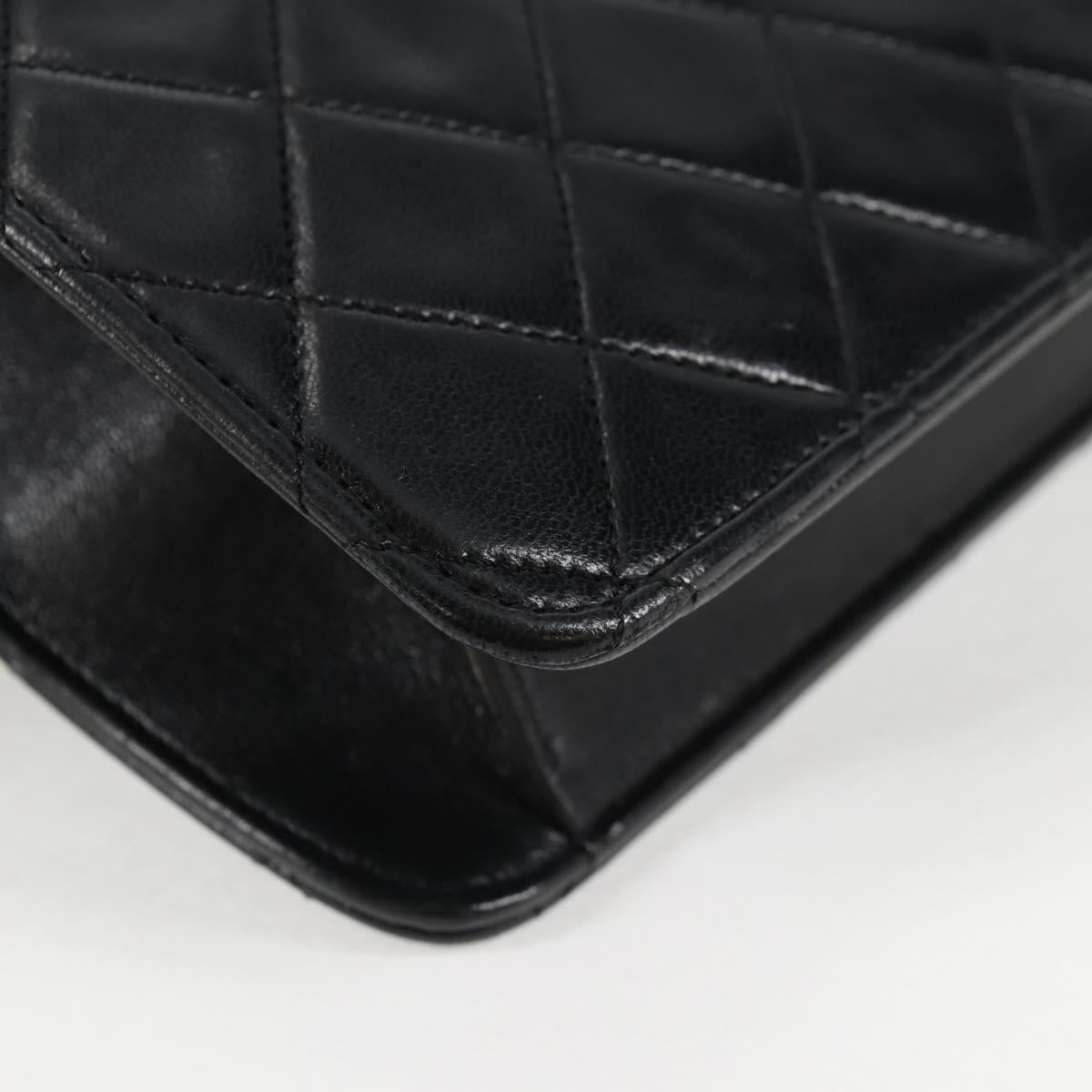 CHANEL Matelasse Double Turn Lock Coco Chain Bag Lamb Skin CC Auth 138976SA