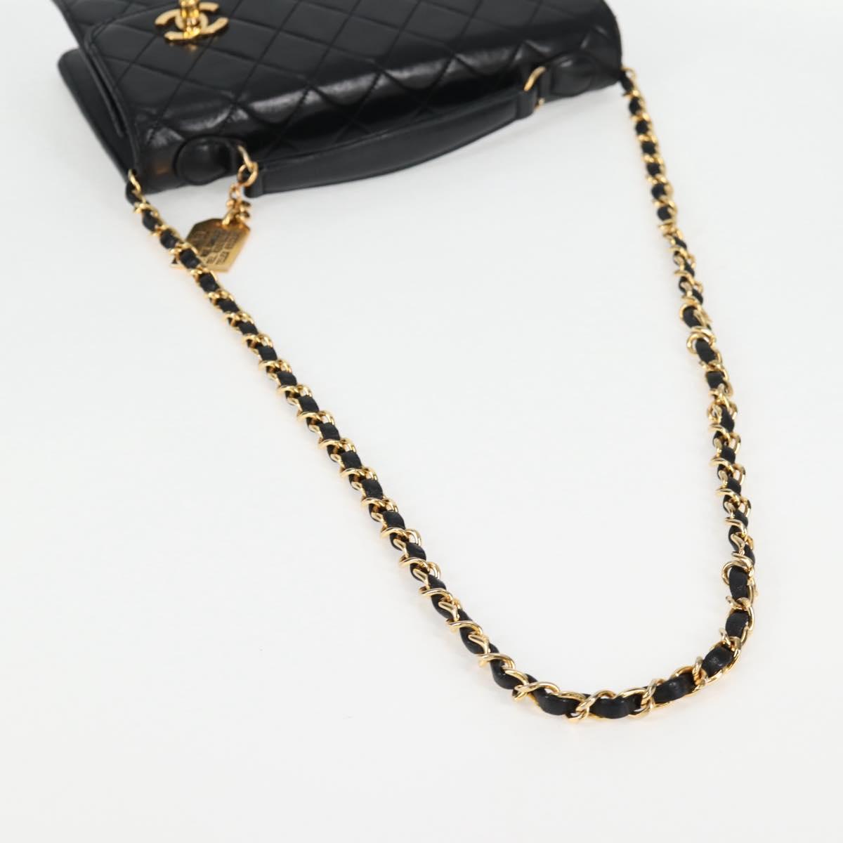 CHANEL Matelasse Double Turn Lock Coco Chain Bag Lamb Skin CC Auth 138976SA