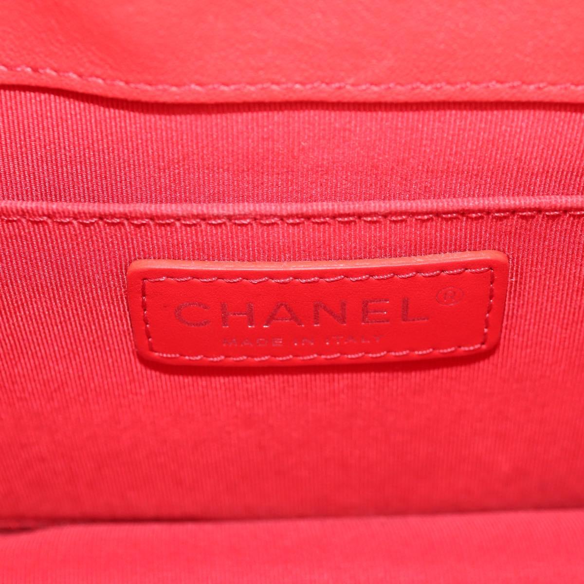 CHANEL Matelasse Chain Shoulder Bag Leather Red Silver CC Auth 138980M