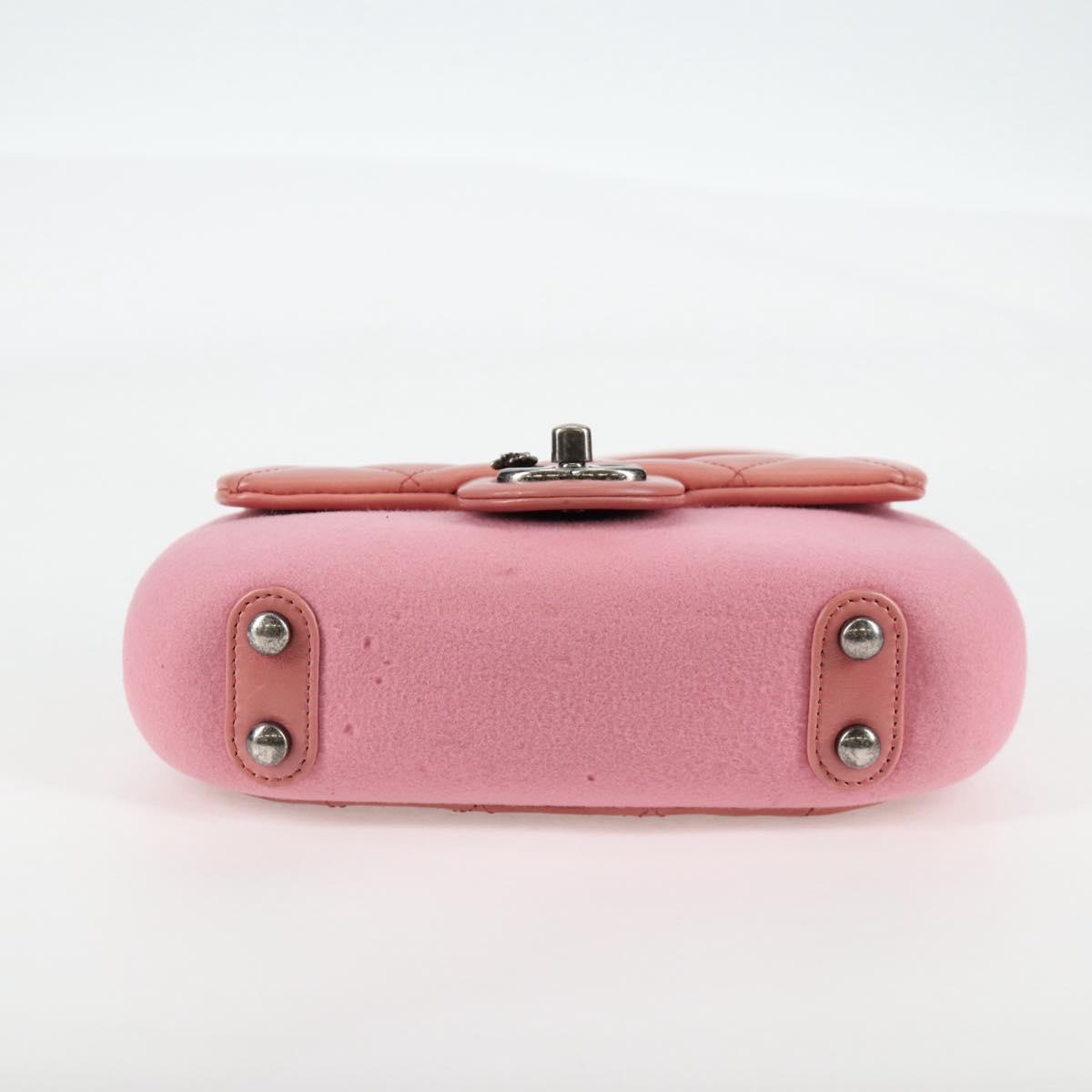 CHANEL Matelasse 20 Chain Shoulder Bag Leather Pink CC Auth 138985A