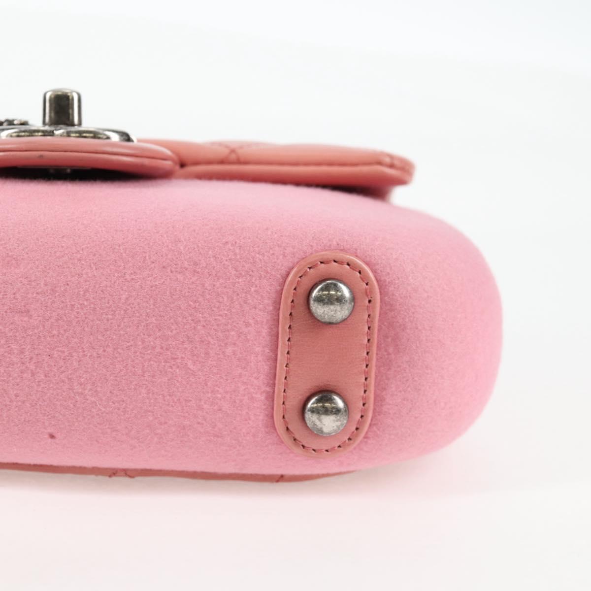 CHANEL Matelasse 20 Chain Shoulder Bag Leather Pink CC Auth 138985A