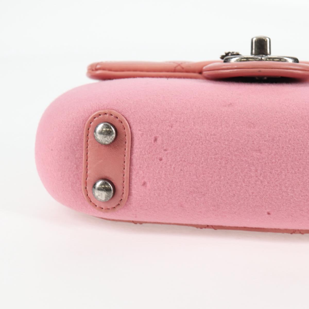 CHANEL Matelasse 20 Chain Shoulder Bag Leather Pink CC Auth 138985A