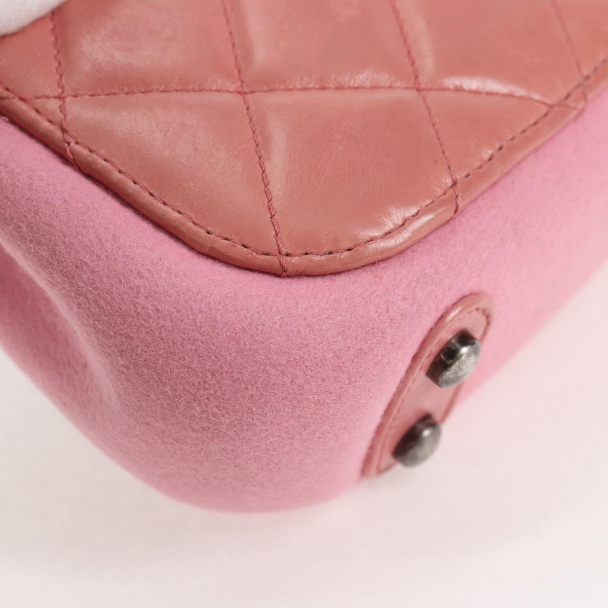 CHANEL Matelasse 20 Chain Shoulder Bag Leather Pink CC Auth 138985A