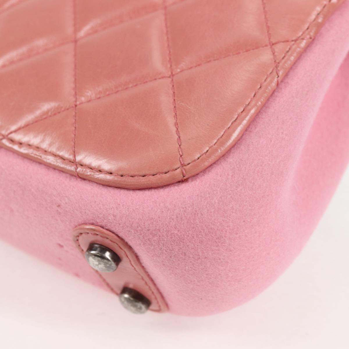 CHANEL Matelasse 20 Chain Shoulder Bag Leather Pink CC Auth 138985A