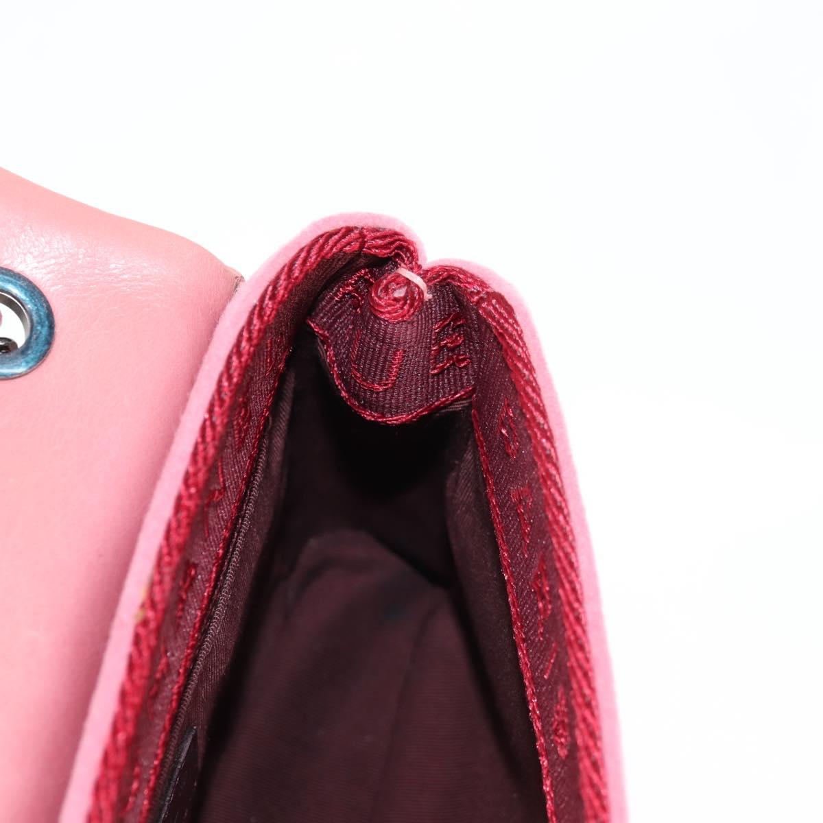 CHANEL Matelasse 20 Chain Shoulder Bag Leather Pink CC Auth 138985A