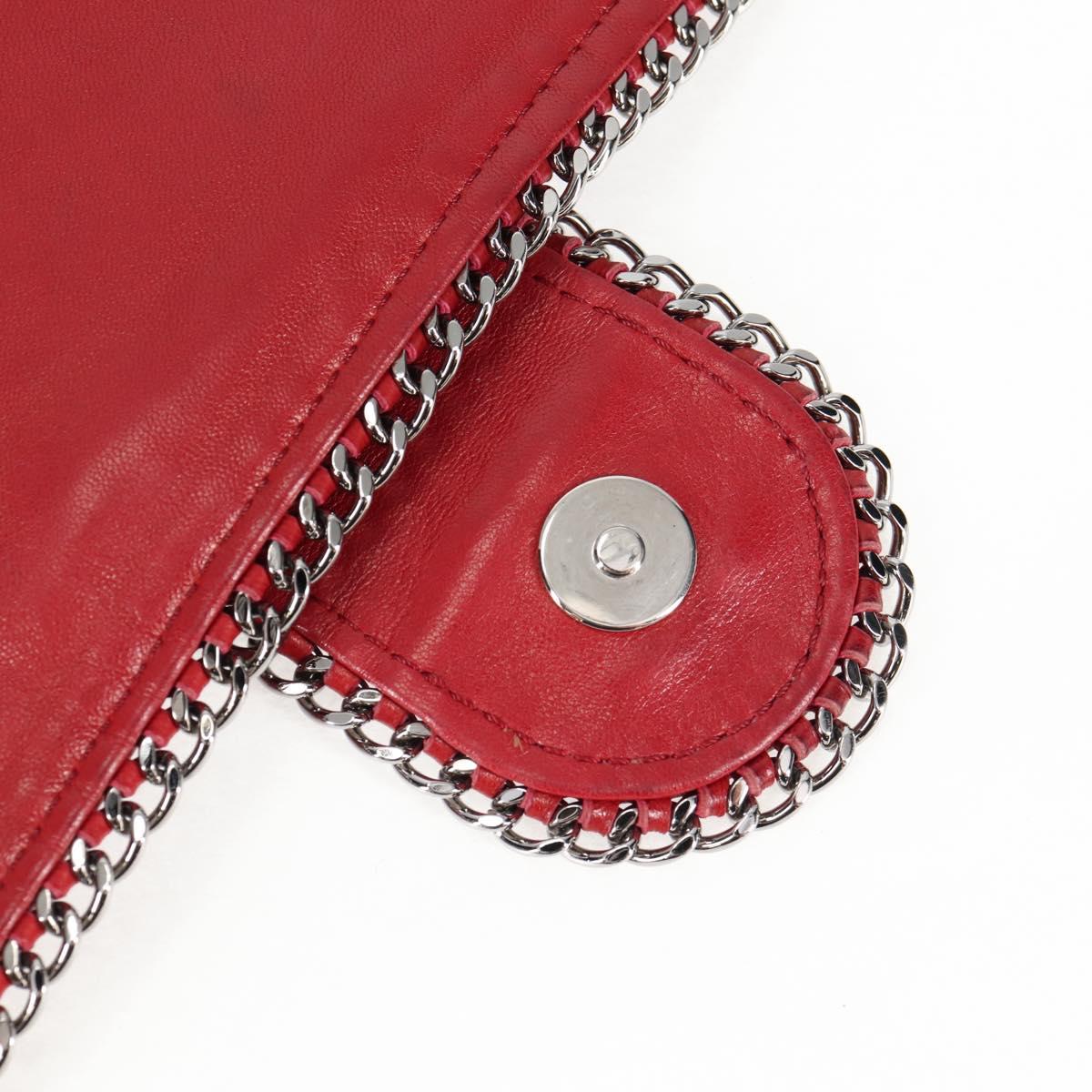 CHANEL Chain Shoulder Bag Lamb Skin Red Silver CC Auth 138990A