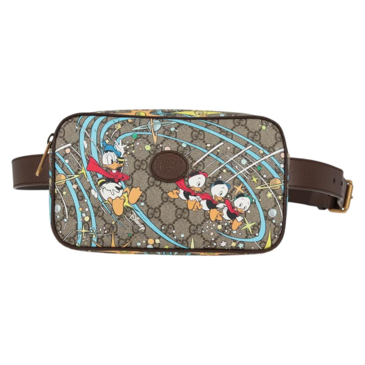 GUCCI GG Supreme Disney Collaboration Waist Bag PVC Beige 602695 Auth 138991A