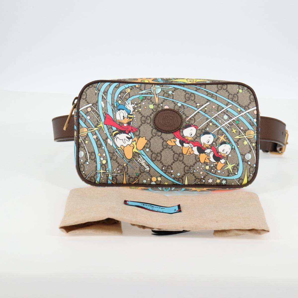 GUCCI GG Supreme Disney Collaboration Waist Bag PVC Beige 602695 Auth 138991A