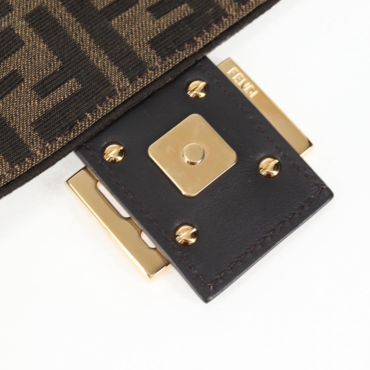 FENDI Zucca Canvas Mamma Baguette Bag Sequin 2way Brown Gold Auth 138993A