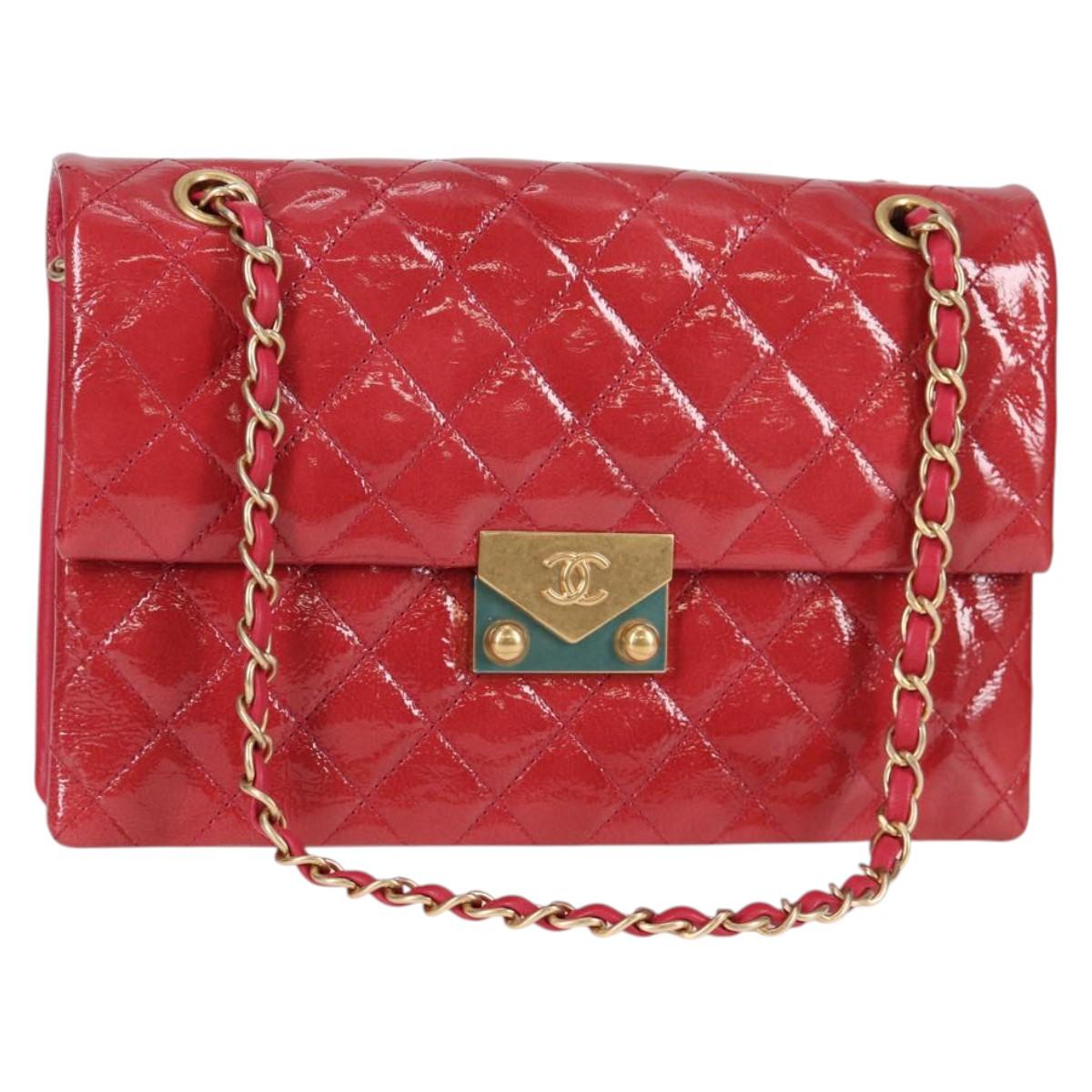 CHANEL Matelasse Chain Shoulder Bag Enamel Pink Gold CC Auth 138996SAM