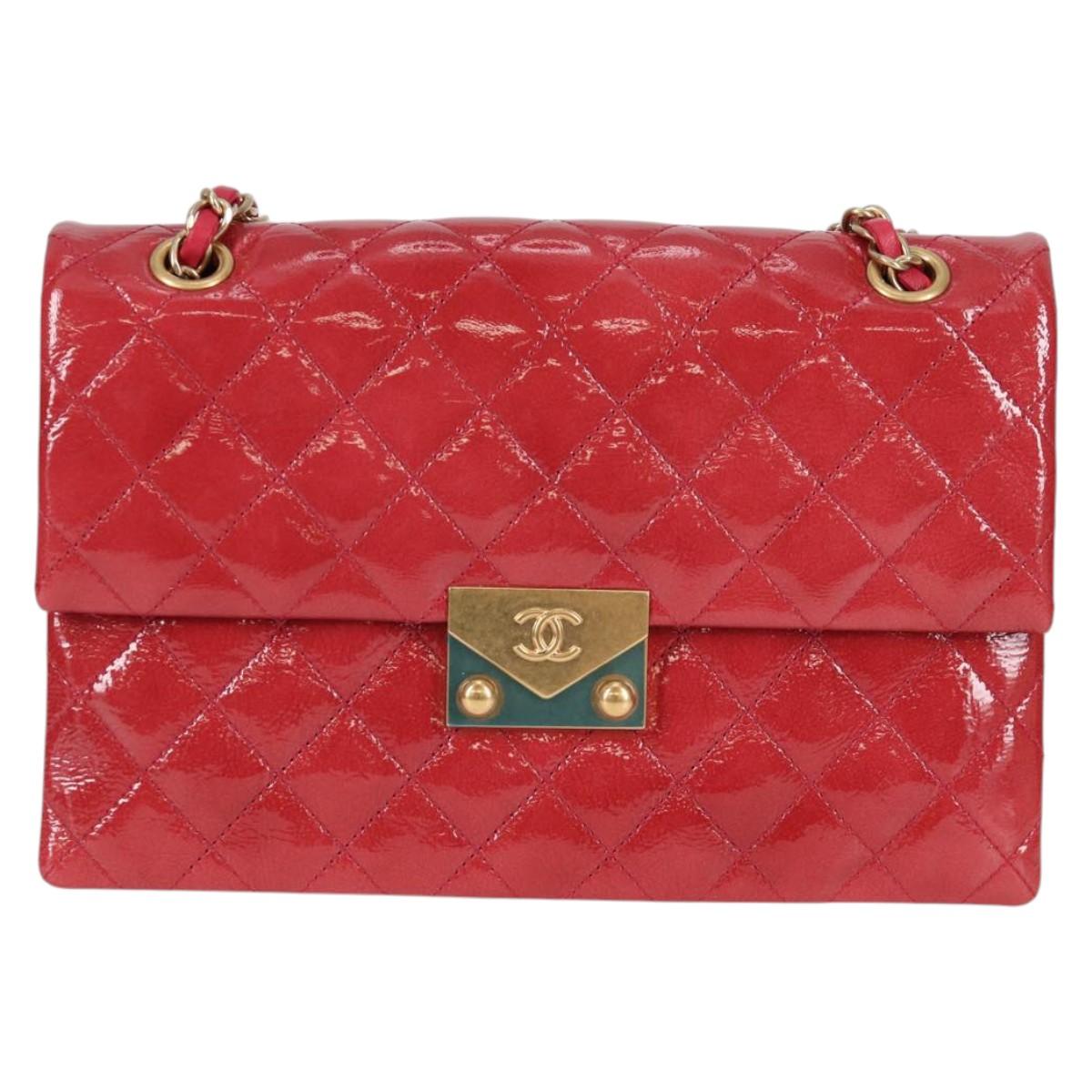 CHANEL Matelasse Chain Shoulder Bag Enamel Pink Gold CC Auth 138996SAM