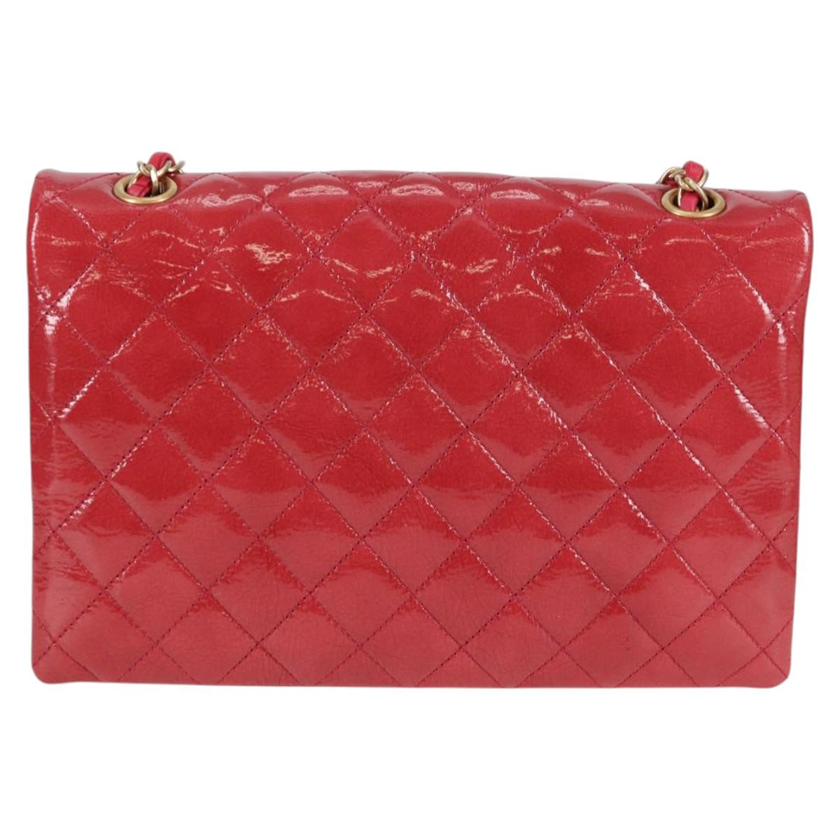 CHANEL Matelasse Chain Shoulder Bag Enamel Pink Gold CC Auth 138996SAM