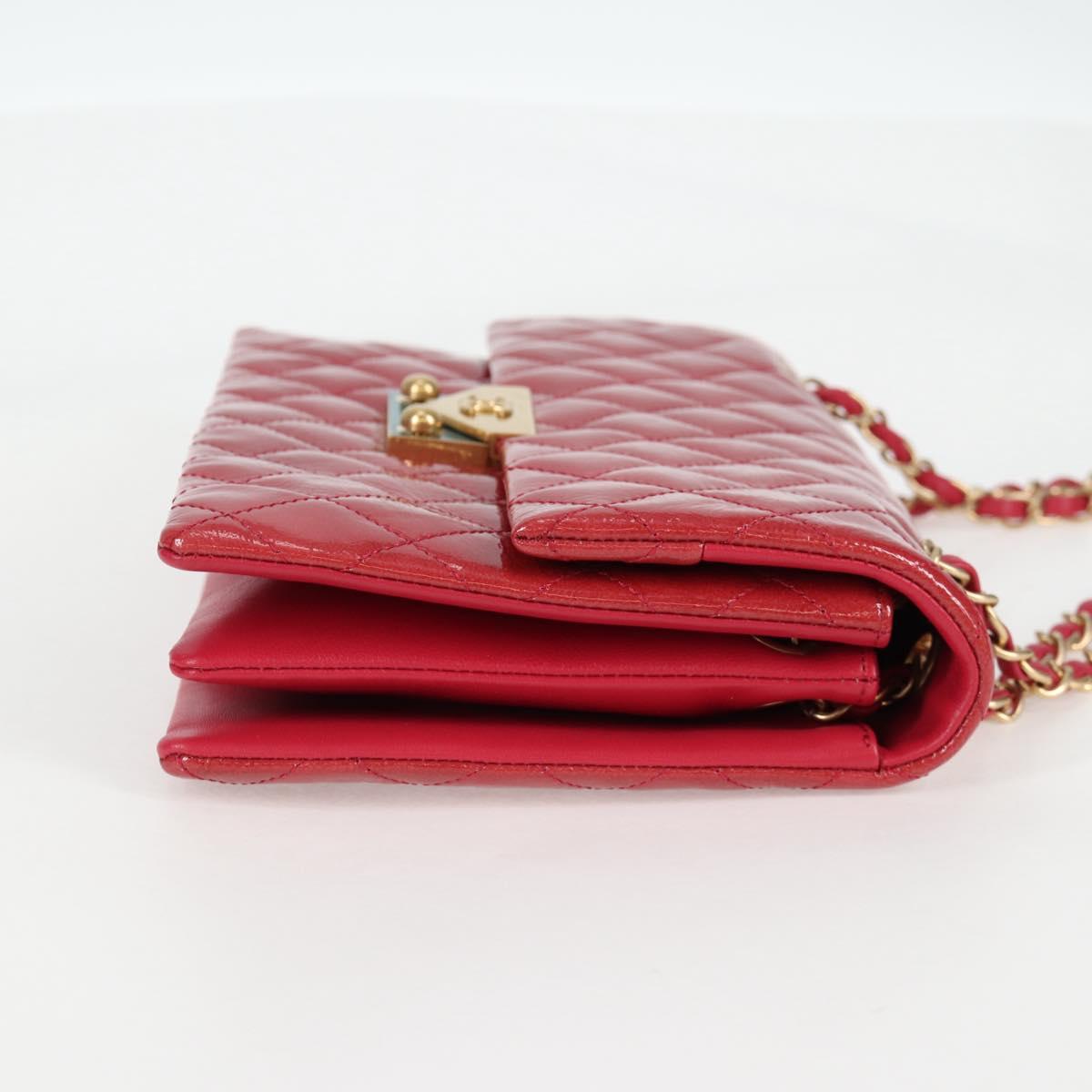 CHANEL Matelasse Chain Shoulder Bag Enamel Pink Gold CC Auth 138996SAM