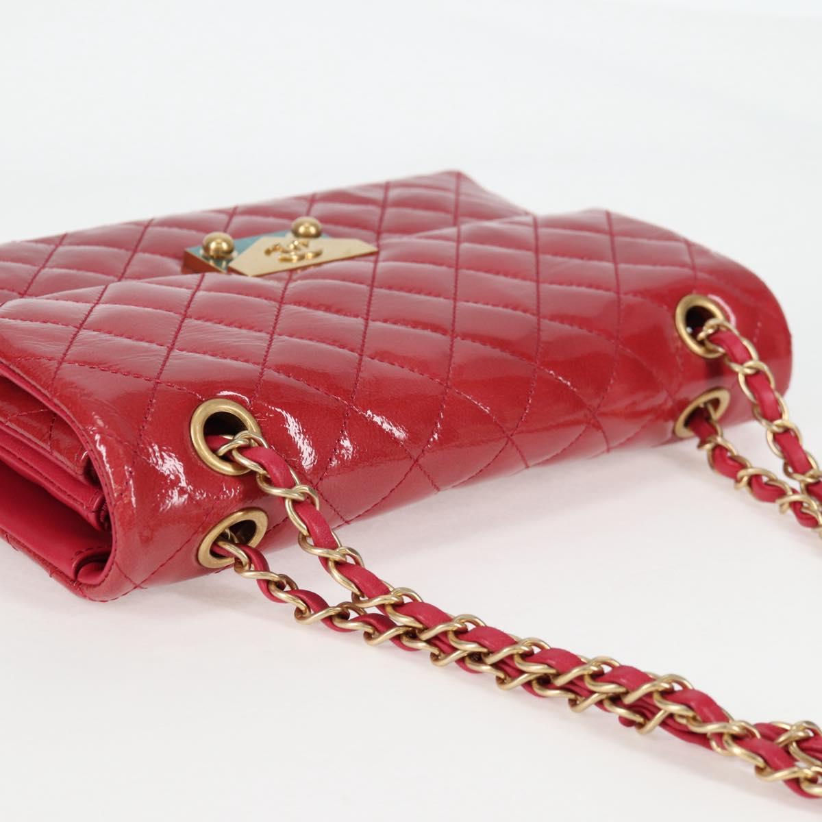 CHANEL Matelasse Chain Shoulder Bag Enamel Pink Gold CC Auth 138996SAM