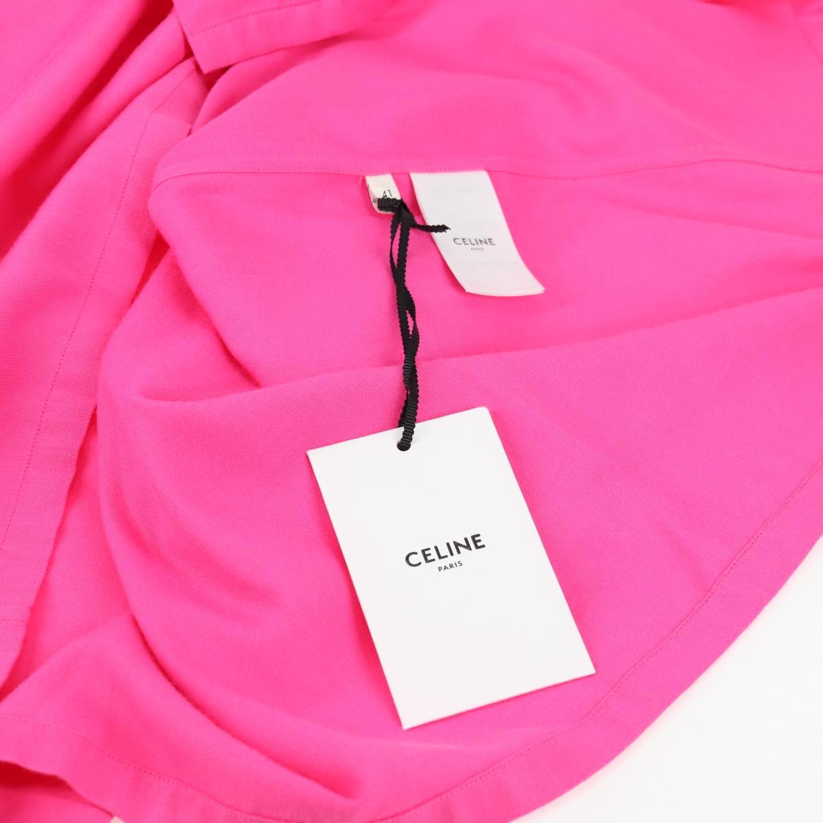 CELINE Short Sleeved T Shirt Rayon Pink Auth 138998