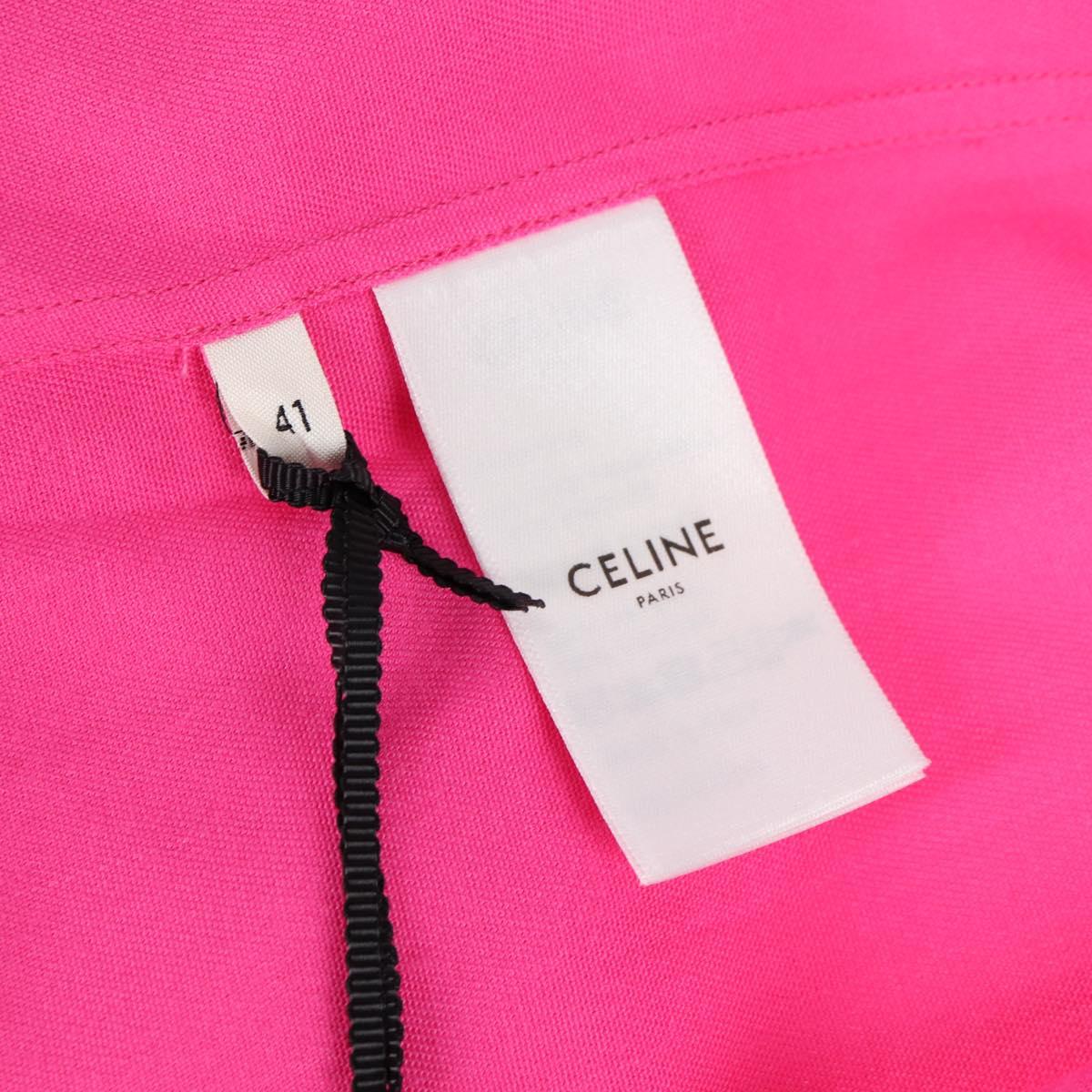 CELINE Short Sleeved T Shirt Rayon Pink Auth 138998