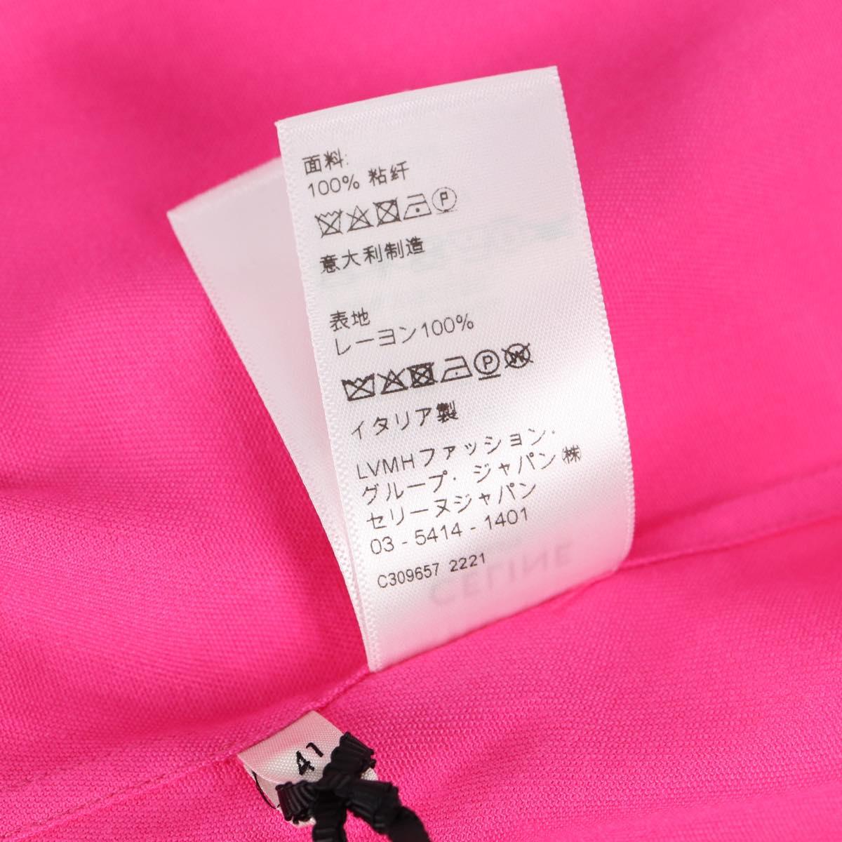 CELINE Short Sleeved T Shirt Rayon Pink Auth 138998