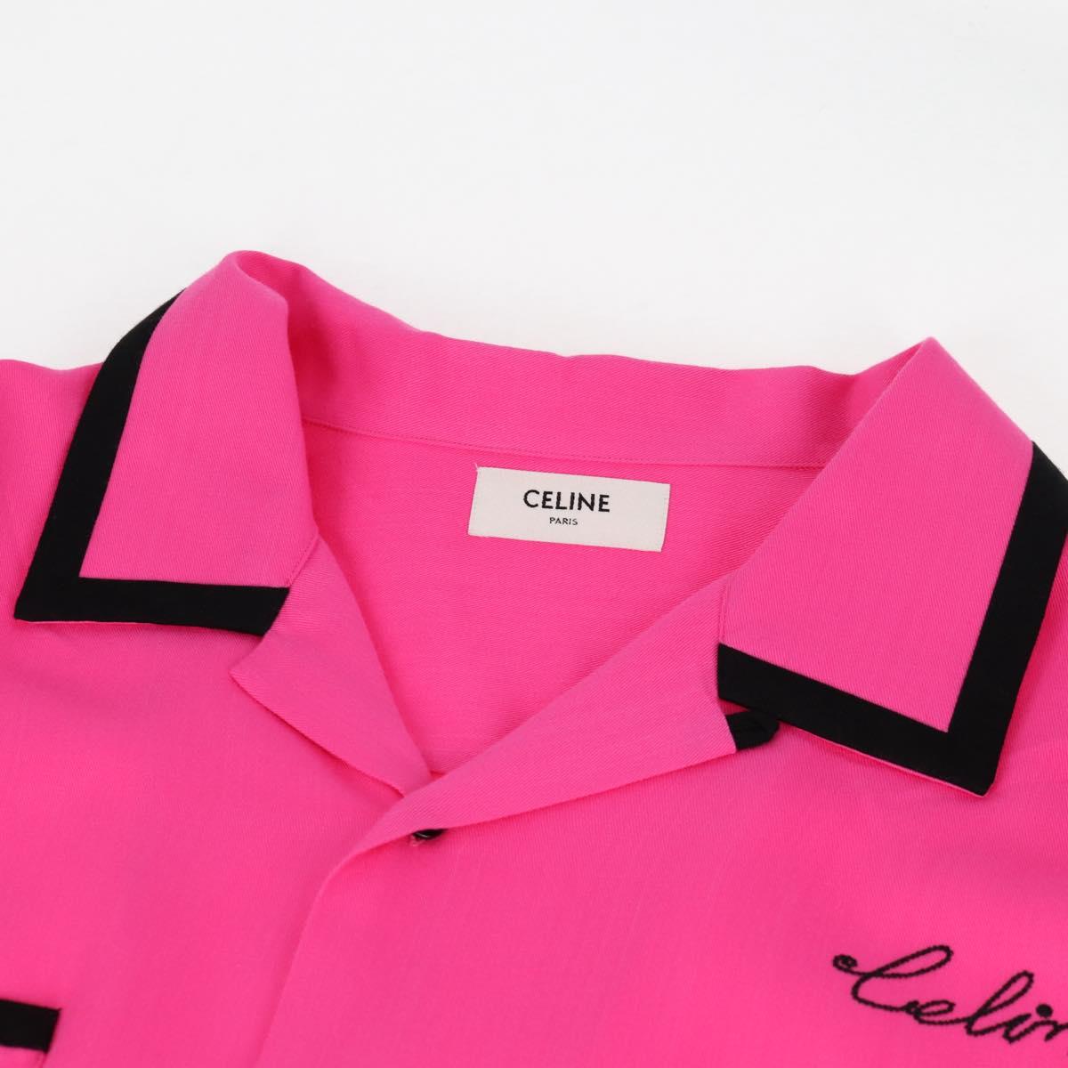 CELINE Short Sleeved T Shirt Rayon Pink Auth 138998
