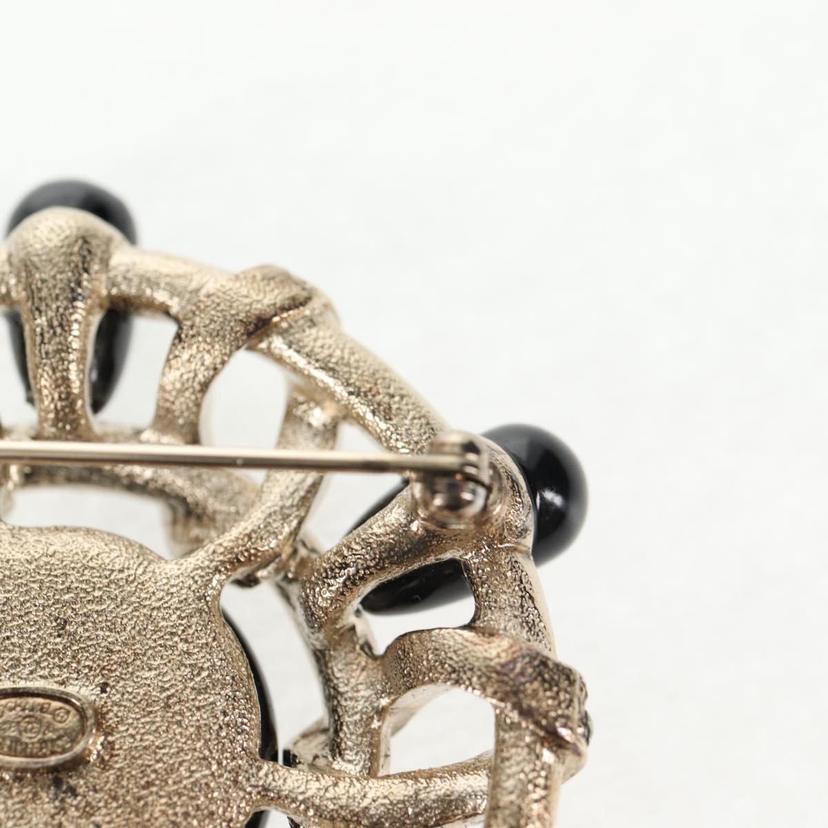 CHANEL Brooch metal Black CC Auth 139036M