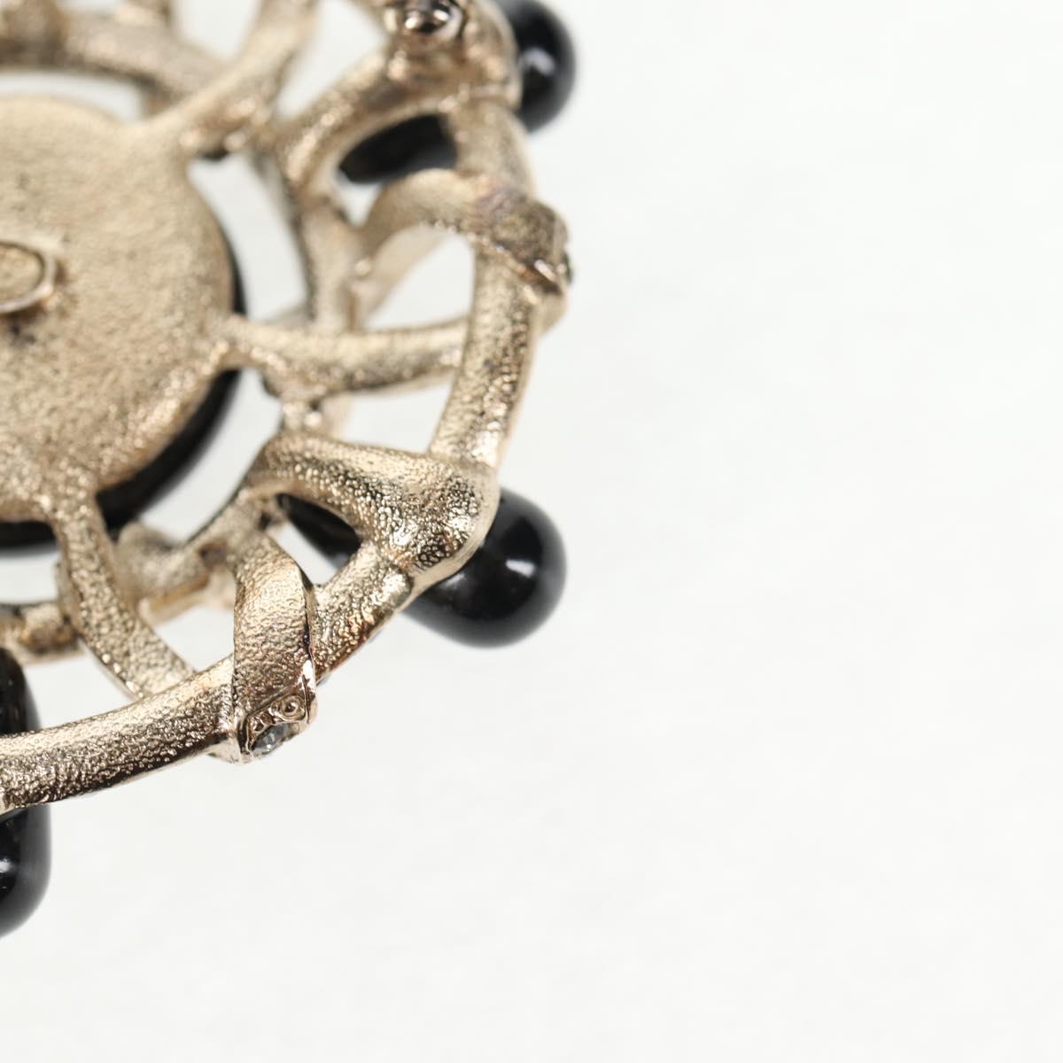CHANEL Brooch metal Black CC Auth 139036M