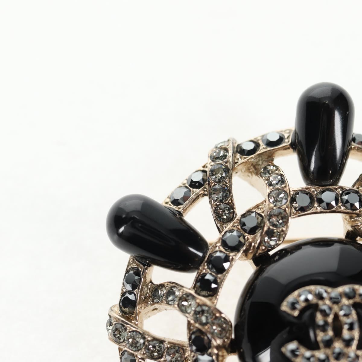 CHANEL Brooch metal Black CC Auth 139036M