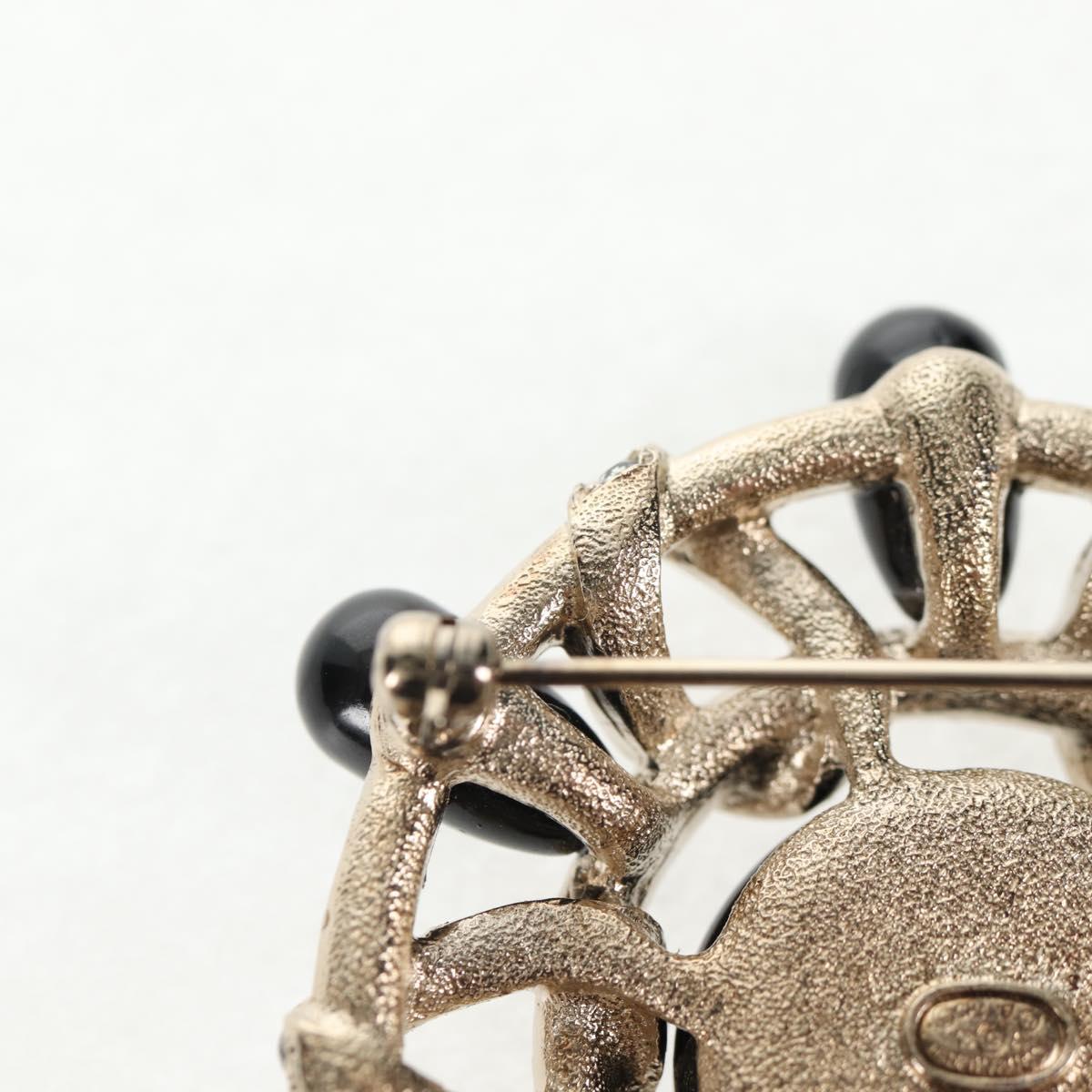 CHANEL Brooch metal Black CC Auth 139036M