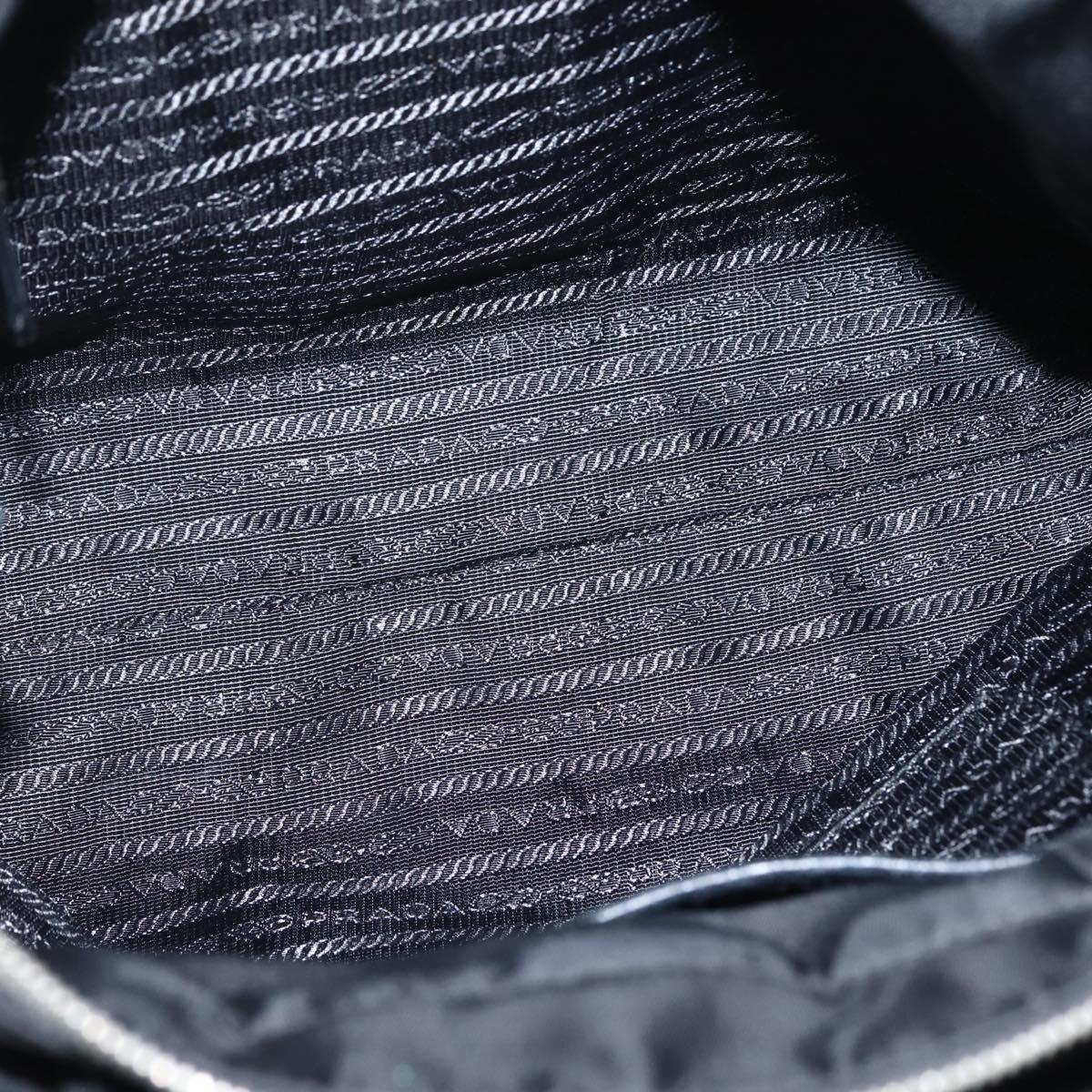 PRADA Hand Bag Nylon 2way Black Silver Auth 139041V