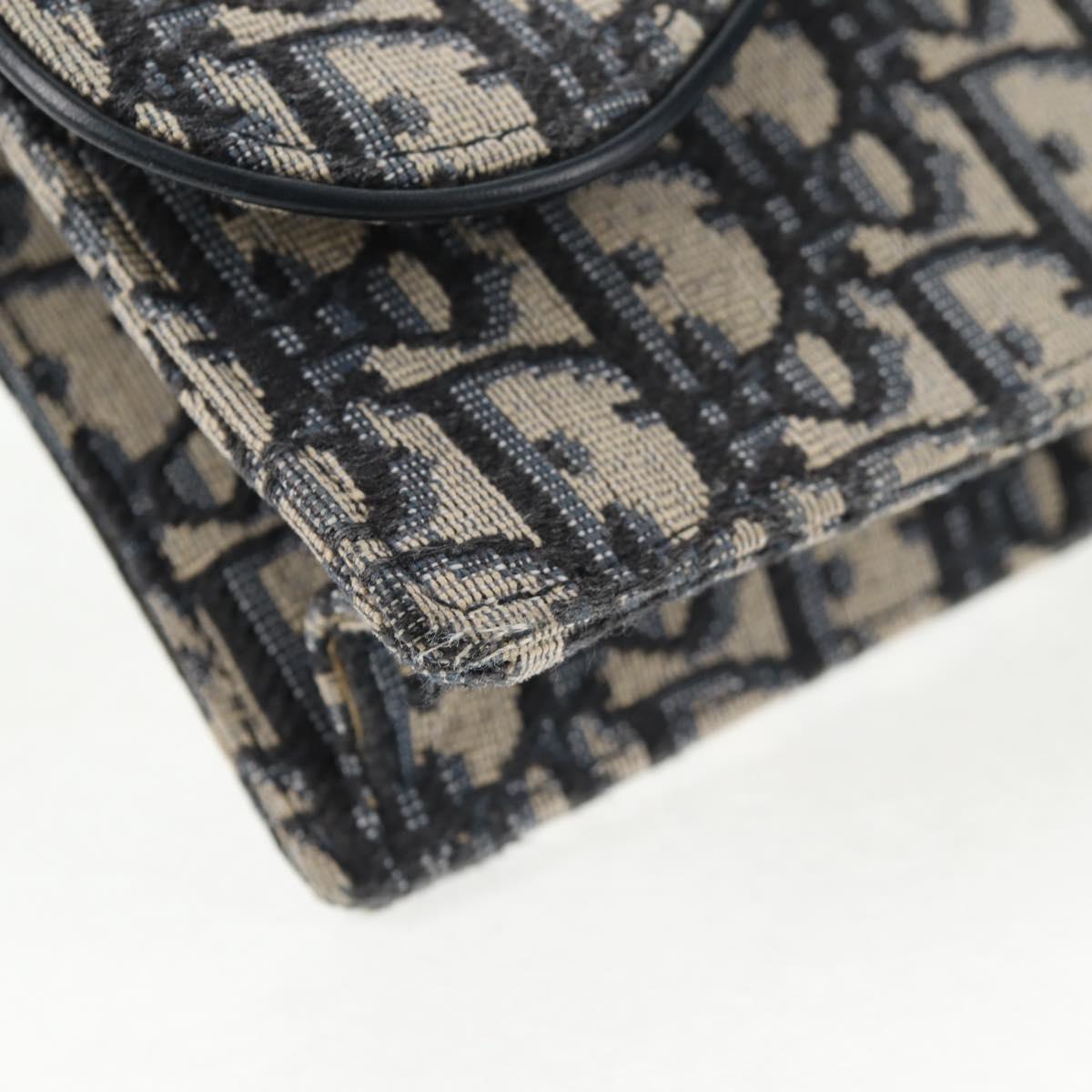 Christian Dior Oblique Trotter Canvas Chain Shoulder Bag Navy Gold Auth 139042M