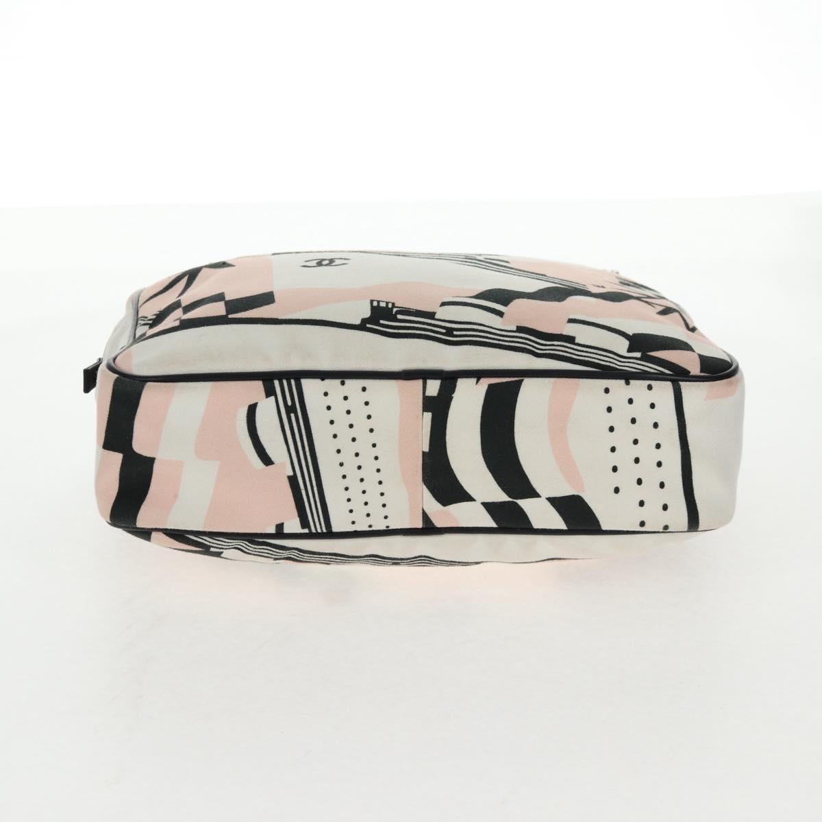 CHANEL Chain Cruise line Shoulder Bag Canvas Pink Silver CC Auth 139043V