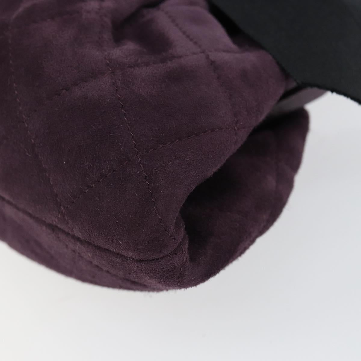 CHANEL Hand Bag Suede Purple Gold CC Auth 139044V