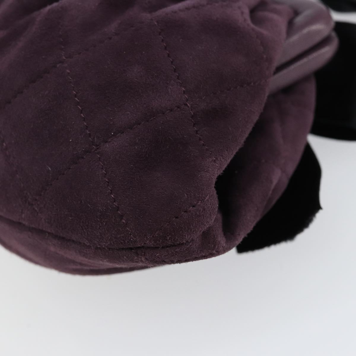 CHANEL Hand Bag Suede Purple Gold CC Auth 139044V