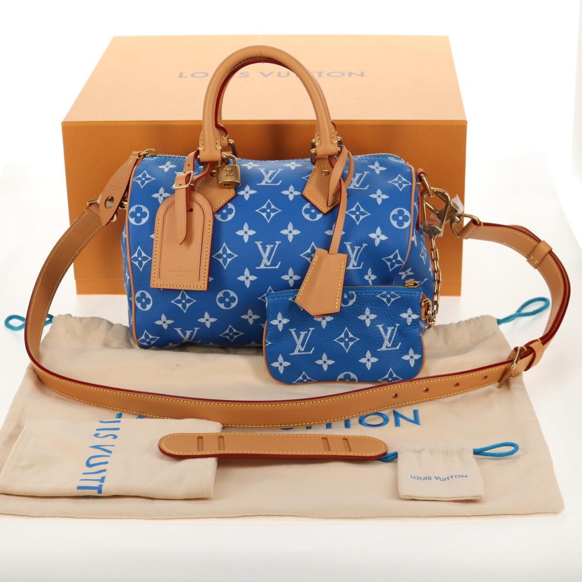 LOUIS VUITTON Monogram Speedy P9 Bandouliere 25 Bag Blue M24424 LV Auth 139046SM