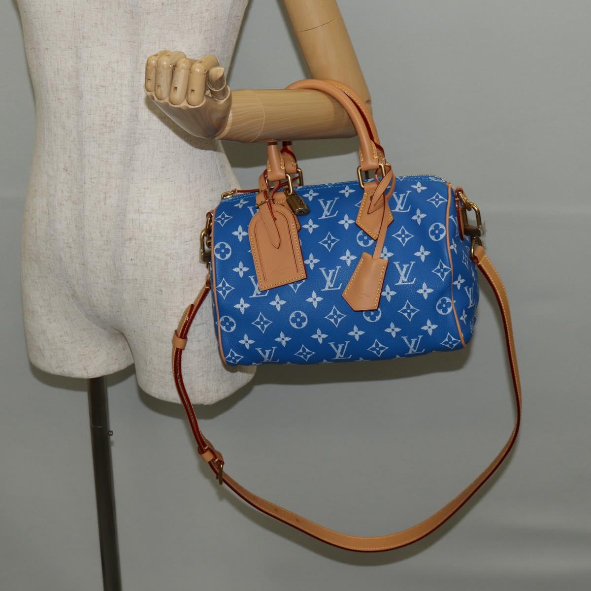 LOUIS VUITTON Monogram Speedy P9 Bandouliere 25 Bag Blue M24424 LV Auth 139046SM